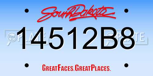 14512B8 South Dakota License Plate