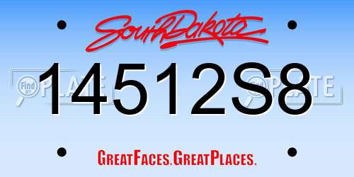 14512S8 South Dakota License Plate