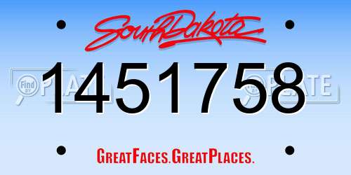 1451758 South Dakota License Plate
