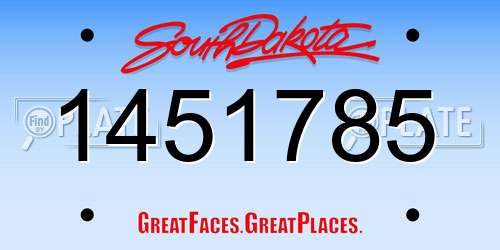 1451785 South Dakota License Plate