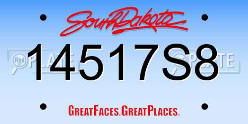 14517S8 South Dakota License Plate