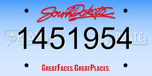 1451954 South Dakota License Plate