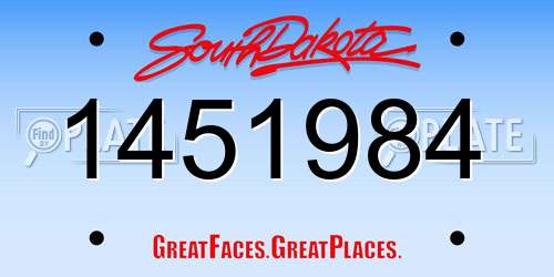 1451984 South Dakota License Plate