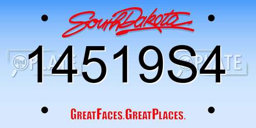 14519S4 South Dakota License Plate
