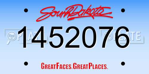 1452076 South Dakota License Plate