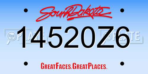 14520Z6 South Dakota License Plate