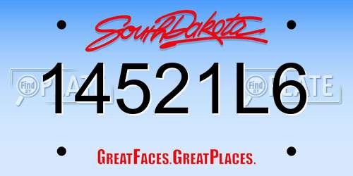 14521L6 South Dakota License Plate