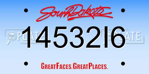 14532I6 South Dakota License Plate