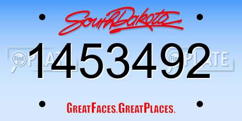 1453492 South Dakota License Plate