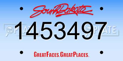 1453497 South Dakota License Plate