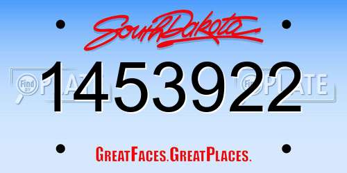 1453922 South Dakota License Plate