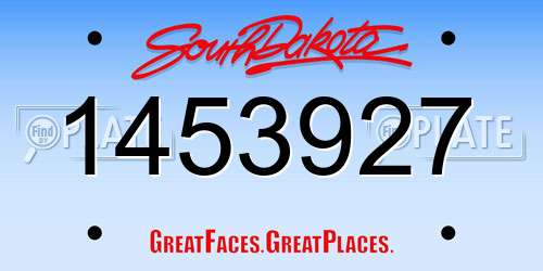 1453927 South Dakota License Plate