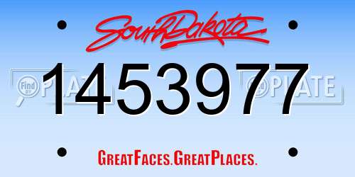 1453977 South Dakota License Plate