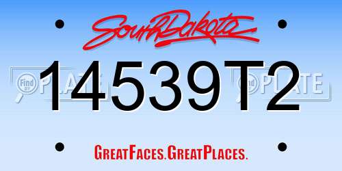 14539T2 South Dakota License Plate