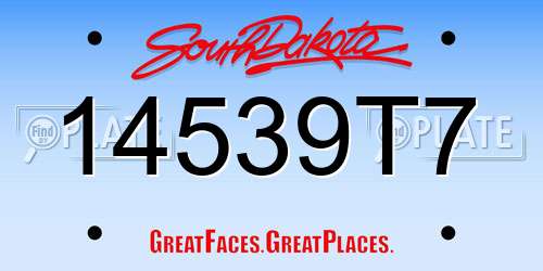 14539T7 South Dakota License Plate