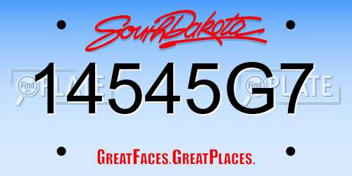 14545G7 South Dakota License Plate