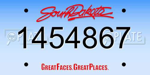 1454867 South Dakota License Plate