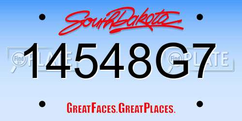 14548G7 South Dakota License Plate