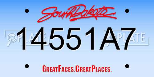 14551A7 South Dakota License Plate