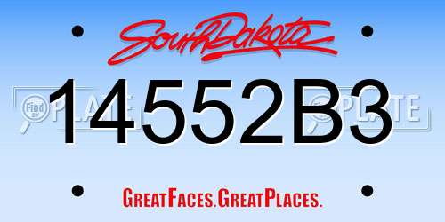 14552B3 South Dakota License Plate