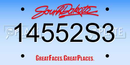 14552S3 South Dakota License Plate