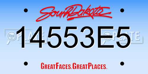 14553E5 South Dakota License Plate