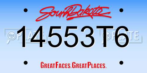 14553T6 South Dakota License Plate