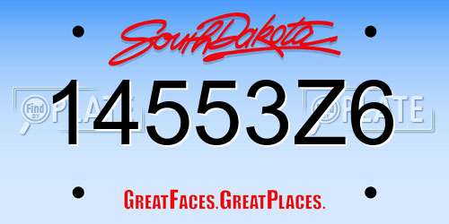 14553Z6 South Dakota License Plate