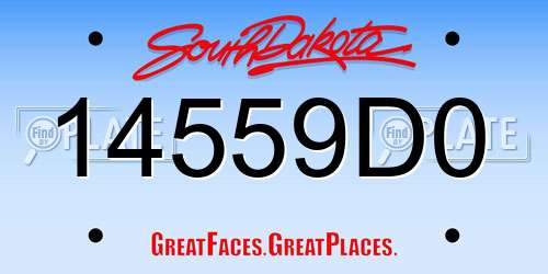 14559D0 South Dakota License Plate