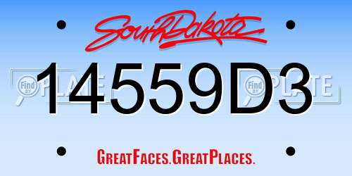 14559D3 South Dakota License Plate