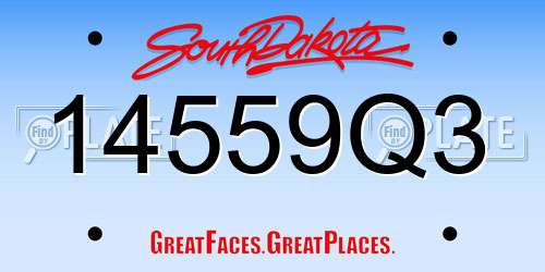 14559Q3 South Dakota License Plate