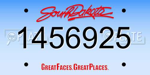 1456925 South Dakota License Plate