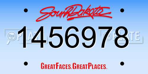 1456978 South Dakota License Plate