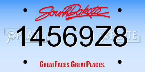14569Z8 South Dakota License Plate