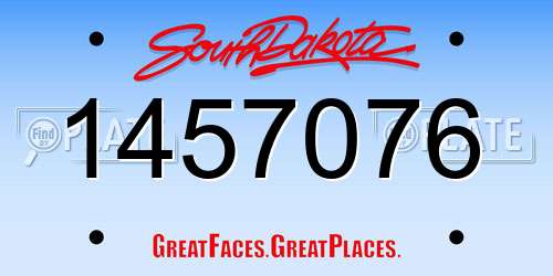 1457076 South Dakota License Plate
