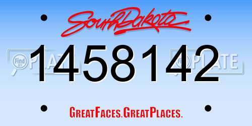1458142 South Dakota License Plate