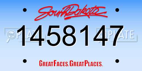 1458147 South Dakota License Plate