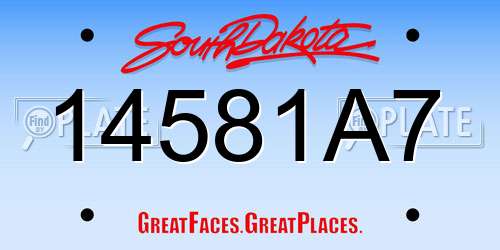 14581A7 South Dakota License Plate