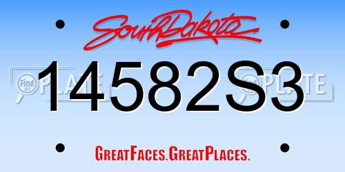 14582S3 South Dakota License Plate
