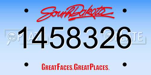 1458326 South Dakota License Plate