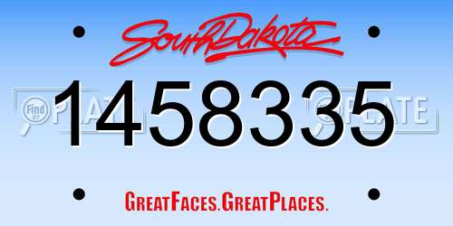 1458335 South Dakota License Plate