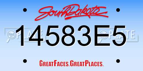 14583E5 South Dakota License Plate