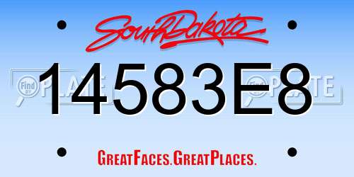 14583E8 South Dakota License Plate