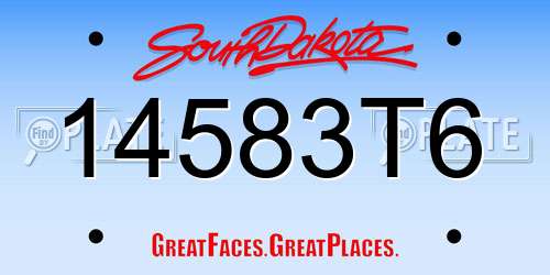 14583T6 South Dakota License Plate