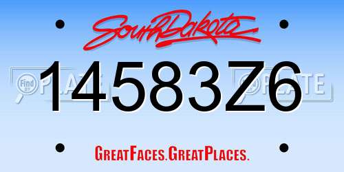 14583Z6 South Dakota License Plate