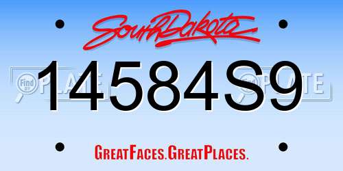 14584S9 South Dakota License Plate