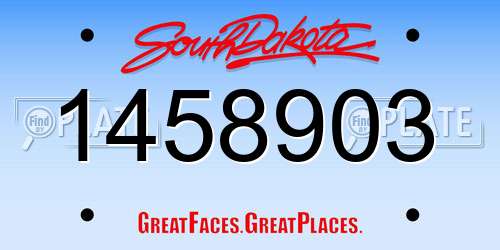 1458903 South Dakota License Plate