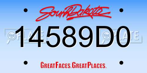 14589D0 South Dakota License Plate