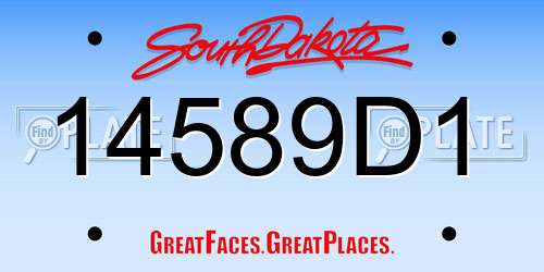 14589D1 South Dakota License Plate