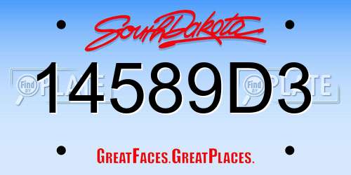 14589D3 South Dakota License Plate